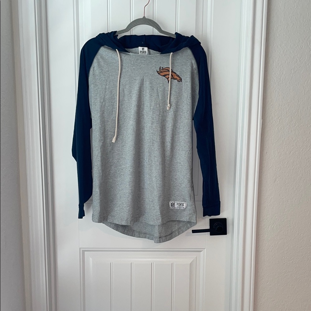 Denver Broncos long sleeve Hoodie tee with Logo